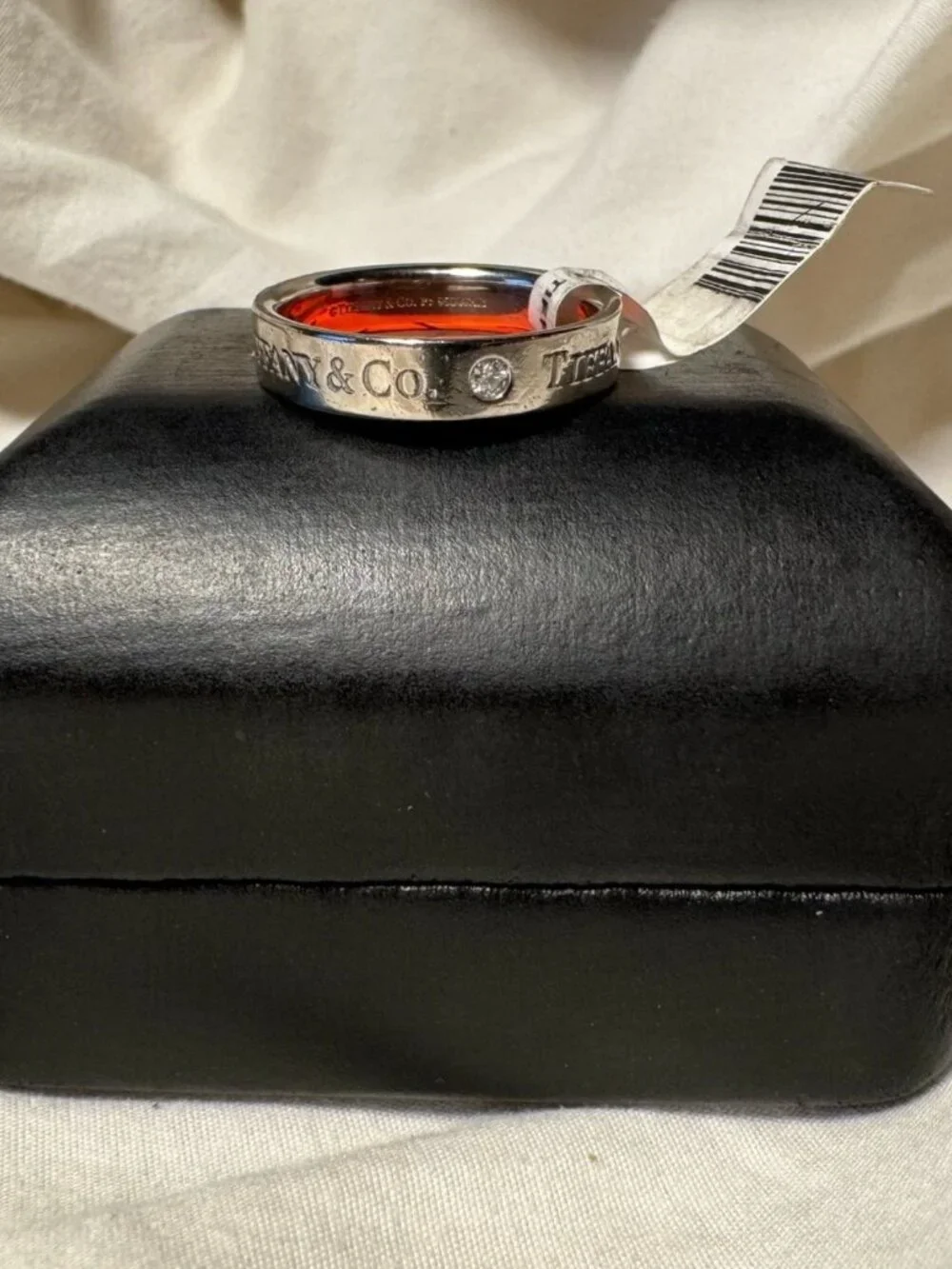 Tiffany & Co. 950 Platinum 3 Diamond Wedding Band Ring - Size 7.5